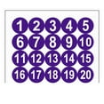 thumbnail image 1 of Unique Bargains 50mm Dia PVC Round Number Stickers Number 1-20 Dark Purple, 1 of 4