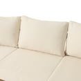 thumbnail image 4 of GDF Studio The Crowne Collection Outdoor Acacia Wood and Round Wicker 3 Seater Sofa with Cushions, Teak, Mixed Brown, and Beige, 4 of 8