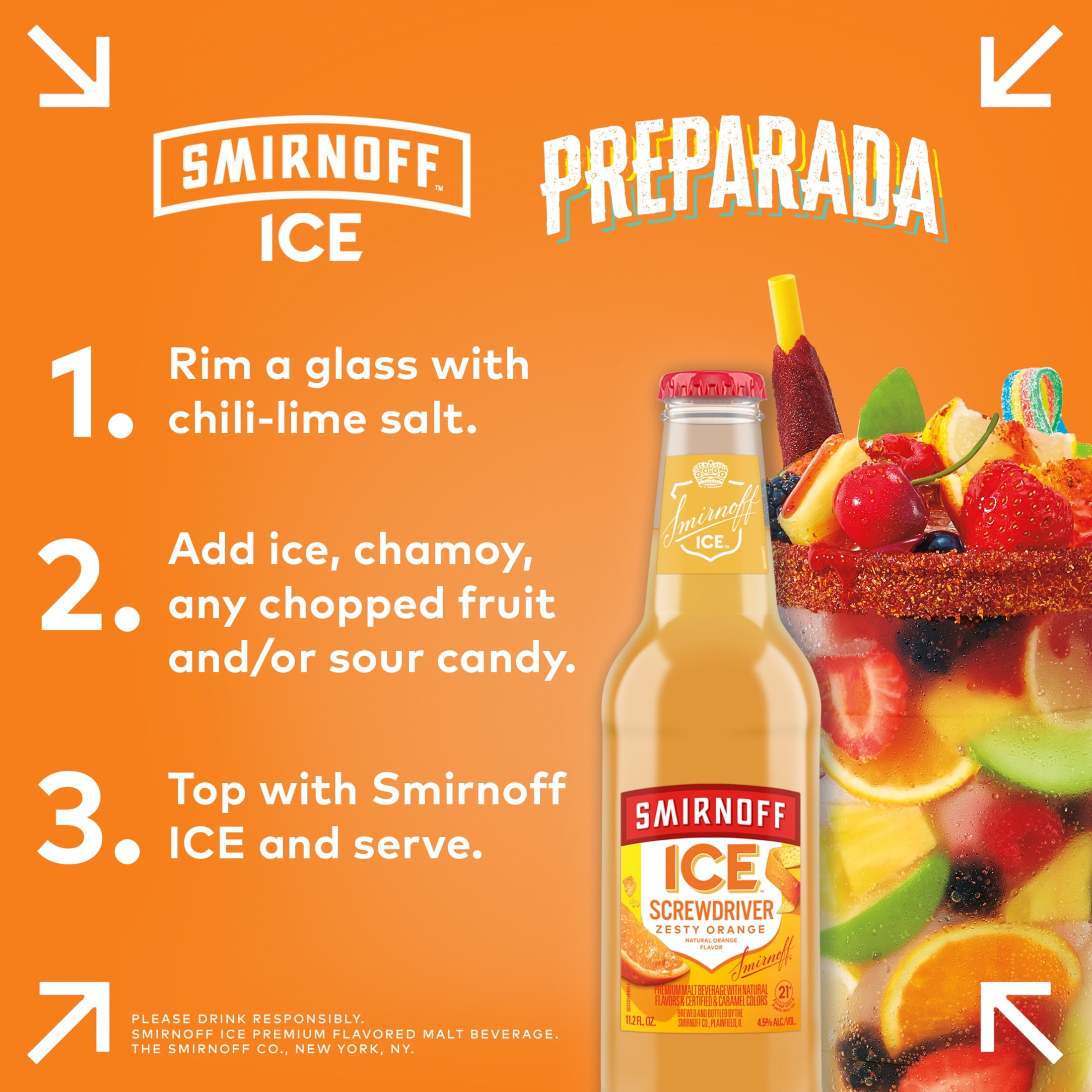 Smirnoff Ice Screwdriver, 6 pack, 11.2 fl oz Bottles, 4.5% ABV