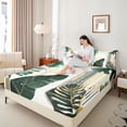 thumbnail image 4 of Castle Fairy Green Leaves Queen Sheet Sets for Teens,Tropical Plants Bed Set, 4 of 7