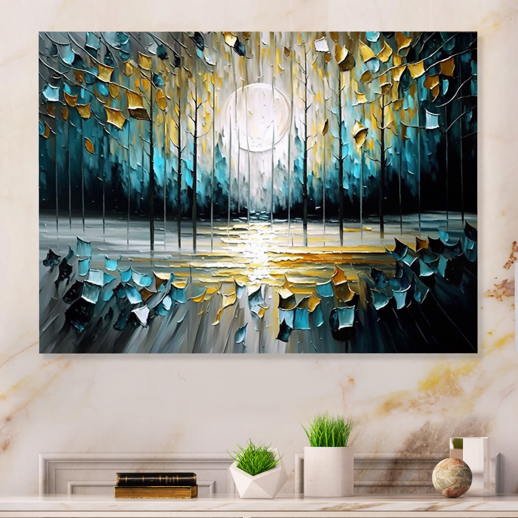 Designart Abstract Nature Trees Painting II Canvas Wall Art