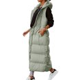 thumbnail image 3 of Faithtur Women's Long Quilted Hood Vest Solid Color Lightweight Zip Sleeveless Down Puff Jacket, 3 of 4