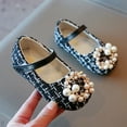 thumbnail image 6 of URMAGIC Kids Girls Pearls Rhinestone Wreath Dress Shoes Plaid Mary Jane Flat Shoes(5 Toddler-11 Little Kids), 6 of 8