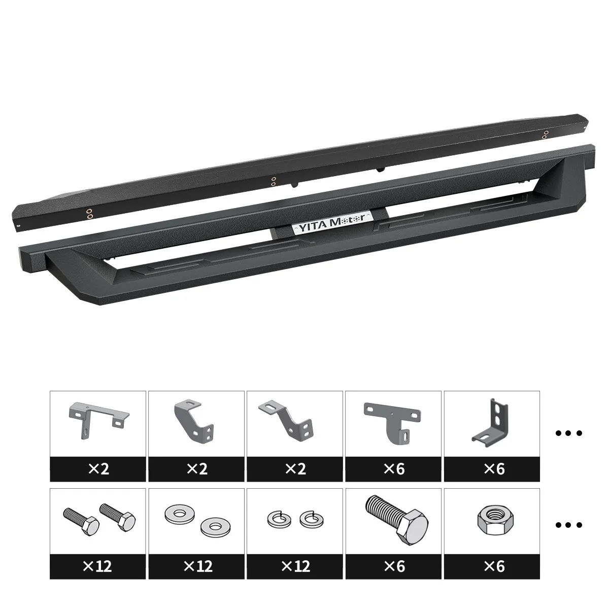 RVNI Running Board for 2020-2023 2024 Jeep Gladiator JT 4 Door Steel Drop Off-Road Side Step Bars Powder