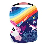 ABPHQTO Rainbow And Unicorns Nursing Cover Baby Breastfeeding Infant Feeding Cover Baby Car Seat Cover Infant Stroller Cover Carseat Canopy Breathable