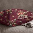 thumbnail image 4 of S4Sassy 2 Pcs Maroon Floral Print Cushion Cover Square Cotton Poplin Pillow Case Throw-22 x 22 Inches, 4 of 4