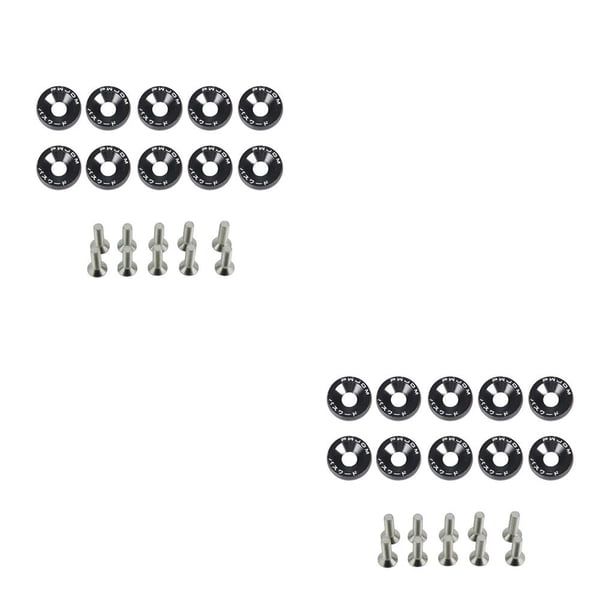 Sidaley Juego de arandelas de tornillos para coche de 10 piezas, juego surtido de arandelas, accesorios modificados para actualización de Negro 2piezas