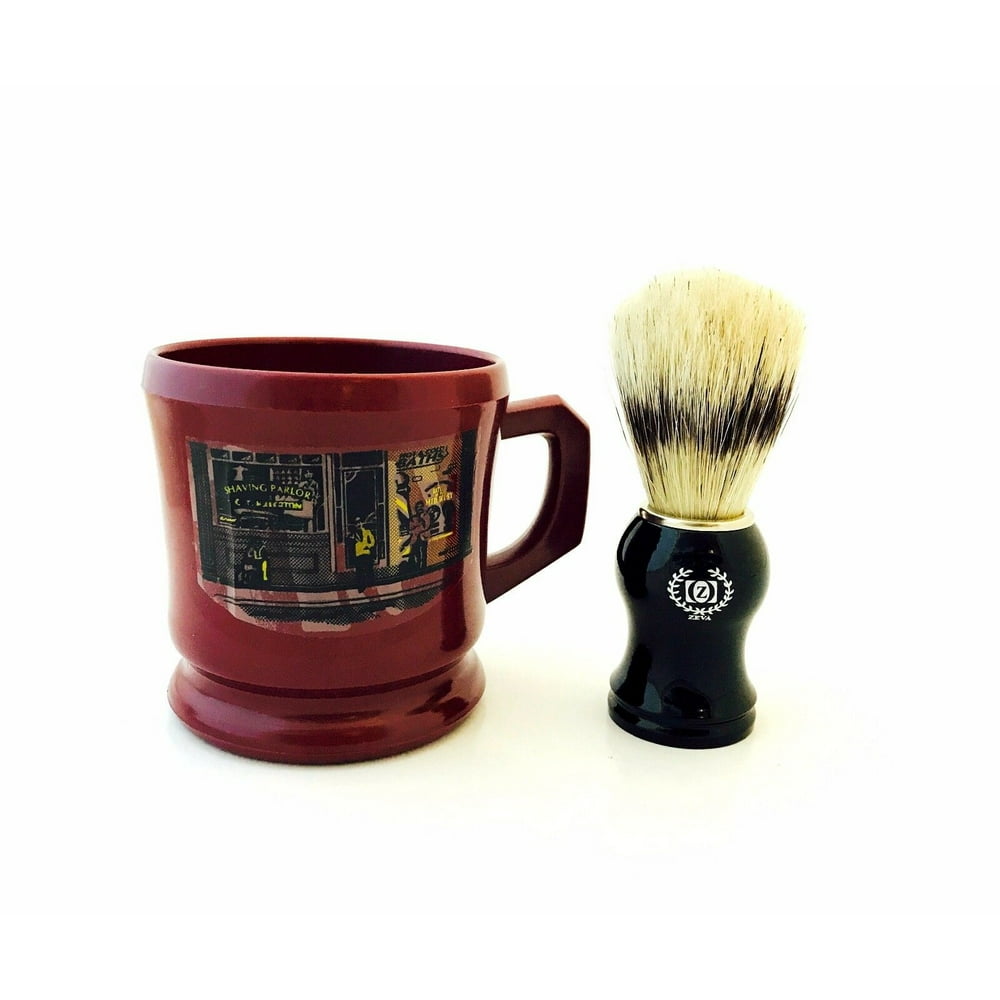 Men 3 Pc Shaving Set Boar Bristle Shaving Brush, Shaving Cup Mug
