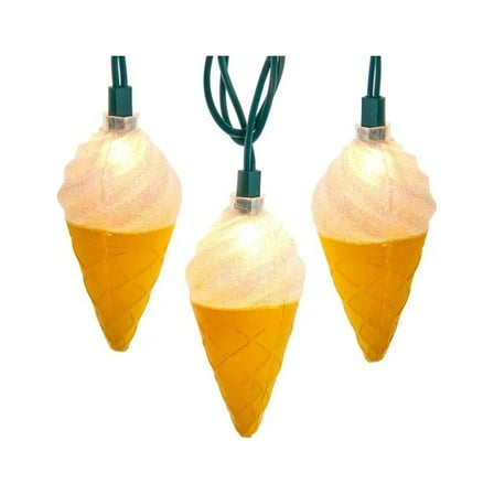 KSA 10-Count Ice Cream Cone Christmas Lights, Green Wire