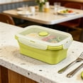 thumbnail image 4 of Clearance Under $5, 1 Pack Collapsible Silicone Food Storage Container, 850ml Reusable Lunch Box with Lid, Microwave and Freezer Safe Bowl for Meal Prep and Travel(Pine Green), 4 of 6