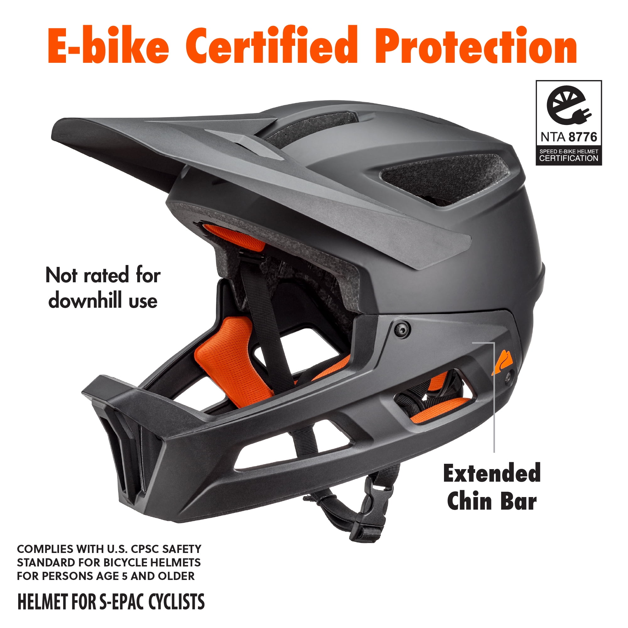 Ozark Trail Adult Full-Face Bike Helmet, Black, Ages 14+, Size L, Adjustable Fit