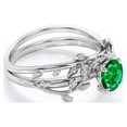 thumbnail image 3 of JeenMata Leaf and Vine - 0.5 TCW Round Cut Lab Created Emerald - Solitaire Wedding Ring Set - 18K White Gold Plating over Silver, 3 of 7