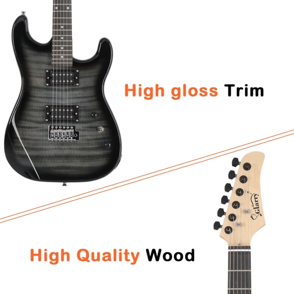 Stylish H-H Pickup Tiger Stripe Guitar Kit with 20W AMP Bag Guitar Strap Black