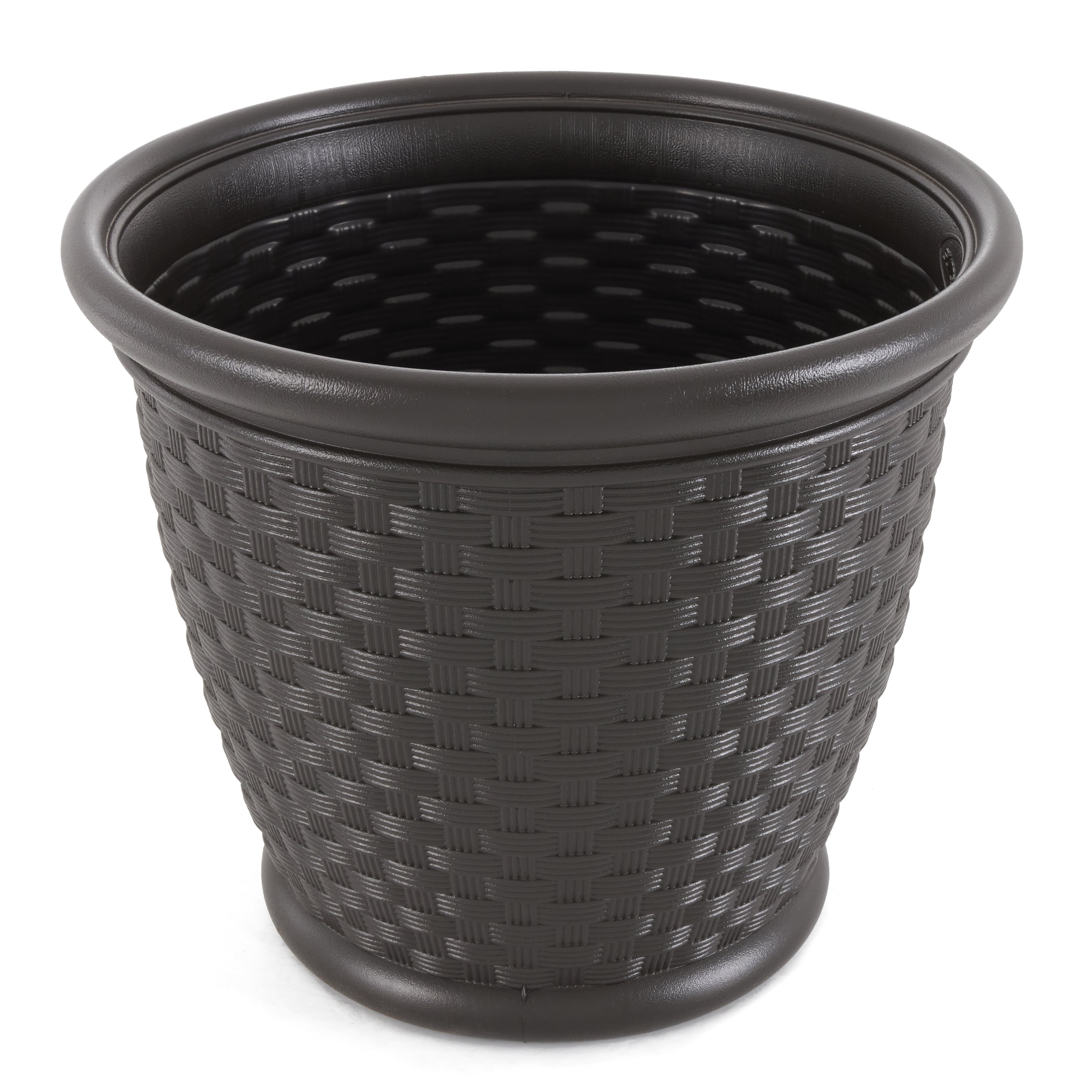 Suncast Sonora 18 Inch Resin Wicker Decorative Flower Planter, Brown (2 Pack)
