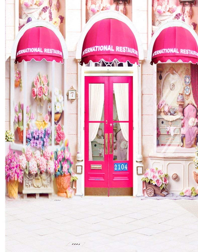 ABPHOTO Polyester 5x7ft Pink Store Photography Backdrops Photo Props