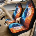 thumbnail image 3 of Xixirimido Car Seat Protection Set 5 Pieces Breathable PU Leather Front Seat Covers with Seat Belt and Console Covers Universal Fits Most Cars, Wolf Red Blue Fire, 3 of 8