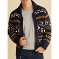 thumbnail image 2 of Fall Winter Men Zipper Sweaters Polyester Knitted Cardigan With Geometric Print Long Sleeve Jumpers Streetwear, 2 of 9