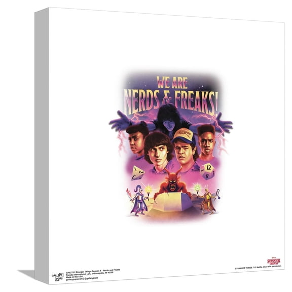 Gallery Pops Stranger Things 4 - Nerds and Freaks Framed Canvas Canvas Wall Art, Unframed Version, 12" x 12"