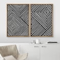 thumbnail image 3 of IDEA4WALL Framed Wall Art Print Set 3D Illusion Effect Black and White Diamond Collage Abstract Shapes Modern Contemporary for Living Room, Bedroom, Office - 16"x24"x2 Natural, 3 of 5