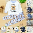 thumbnail image 5 of Dakiuu 3M-6Y Baby Pajamas Set Boys Fall Winter Cute Cartoon Long Sleeve 2 Pieces Sleepwear Spring Toddler Kids Pj Outfits Brown 18-24 Months (100), 5 of 5