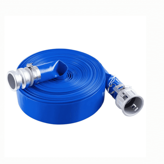2" x 100ft Blue PVC Backwash Hose with Clamps, Camlock & Aluminum Fittings, Fits Various Pumps for Sewage Treatment & Water Transfer