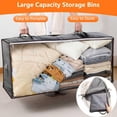 thumbnail image 3 of 4-Pack 90L Large Foldable Under Bed Storage Containers, Clear Transparent Top & Secure Lid Dustproof Storage Bins,Grey Breathable Closet Organizers for Clothes, Blankets, Pillows, Shoes, 3 of 7