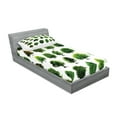 thumbnail image 2 of Ambesonne Nature Fitted Sheet & Pillow Sham Set, Pines Planes Bushes Tree, Twinxl, White and Green, 2 of 2