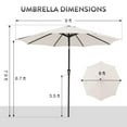 thumbnail image 3 of Patio Umbrella, 9-Feet Outdoor Table Market Umbrella with 8 Ribs and Push Button Tilt and Crank, for Garden Beach Deck， Cream Wihte, 3 of 8