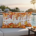 thumbnail image 4 of Fall Pumpkin Outdoor Waterproof Pillow Covers, Orange Red Thanksgiving White Wood Grain Decorative Rectangle Throw Pillowcase Sofa Cushion Sham for Patio/Couch/Chair, 20"x12" 2 Pack, 4 of 8