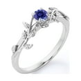 thumbnail image 4 of JeenMata Bohemian Design 0.50 Carat Round Cut Lab Grown Tanzanite Solitaire Engagement Ring in 18K White Gold Plating over Silver, 4 of 6