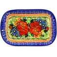 thumbnail image 2 of Polish Pottery 7½-inch Platter with Handles (Bold Poppies Theme) Signature UNIKAT Hand Painted in Boleslawiec, Poland + Certificate of Authenticity, 2 of 6