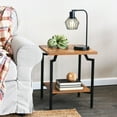 thumbnail image 3 of Household Essentials Crown Square Side End Table with Storage Shelf Rustic Hickory Wood Grain and Black Metal, 3 of 9