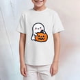 thumbnail image 6 of CAUYDY Halloween Pumpkin Ghost Graphic Pajamas for Kid Girls Short Sleeve Shirt Kids Cute Casual Sleepwear Top Sizes 2-3 Years, 6 of 6