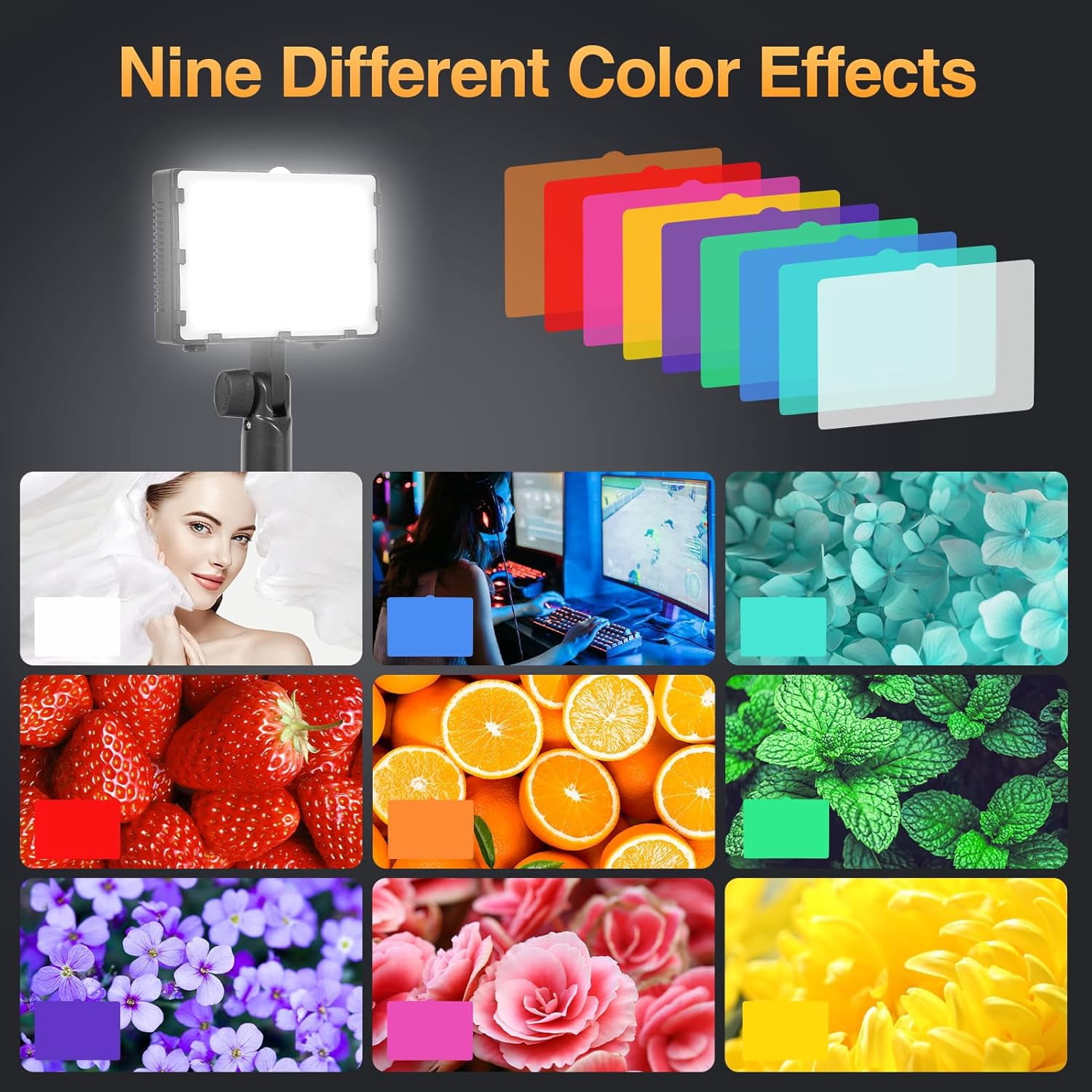 EMART LED Continuous Portable Photography Lighting Kit for Table Top with Adjustable Tripod Stand & Color Filters - 2 Packs