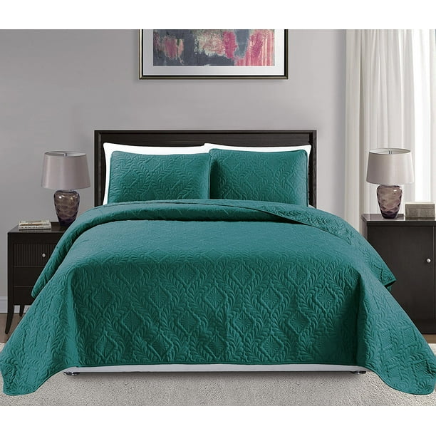 Fancy Linen 3 pc Over Size Diamond Bedspread Bedcover Embossed Solid