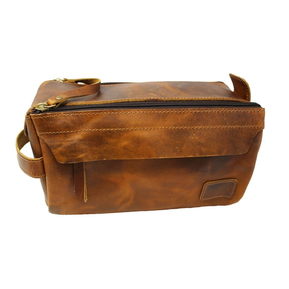 Men's Travel Toiletry Organizer Shaving Dopp Kit All Leather Bag 18BT21