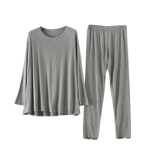 Ensembles de Pyjama pour Femmes 2 Pcs, Vêtements de Maternité Multifonctions pour Femmes Vêtements Post-Partum Pyjamas Ceinture Coussinet de Poitrine Cordon de Serrage Ajustable Ensemble à Manches Longues Col Rond