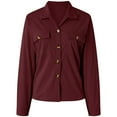 thumbnail image 4 of larppty Womens Fashion Cropped Corduroy Shackets Button Down Jackets Tops Fall Trendy Lightweight Long Sleeve Shirts (Wine, XL), 4 of 5
