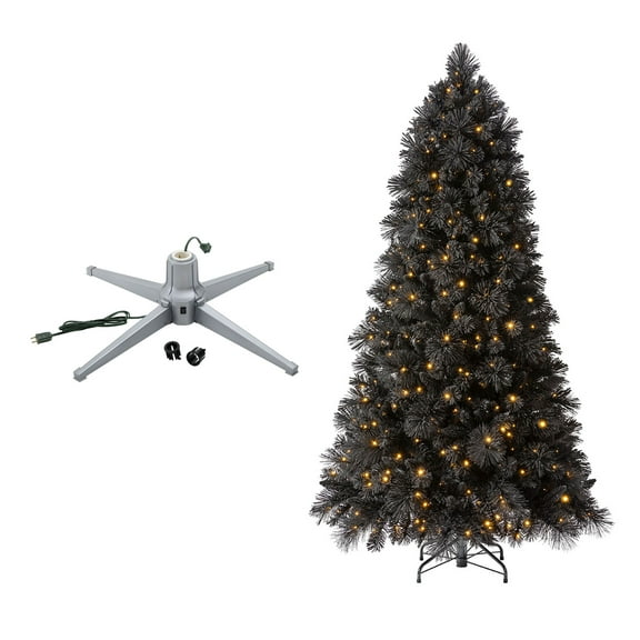 Home Heritage Rotating Tree Stand Base w/Snowdrift 6.5' Pine Christmas Tree