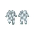 thumbnail image 2 of Gzhioc Baby Girl Boy Checkerboard Romper Round Neck Long Sleeve Full Length Zipper Jumpsuit for Fall, 2 of 9