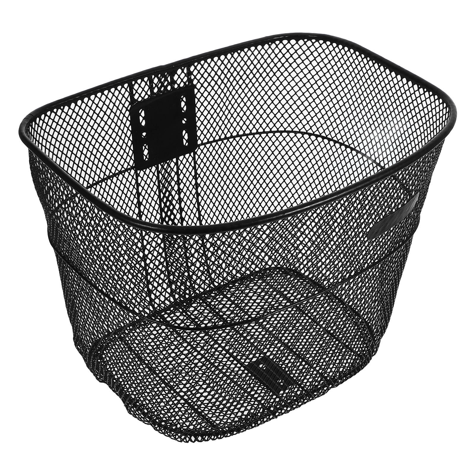 PAMINGONO Black Metal Front Handlebar Bike Basket with Detachable Steel Rack, and Wear-Resistant Storage Solution