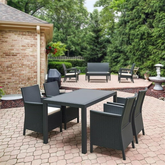 Compamia California 5 Piece Patio Dining Set in Dark Gray
