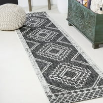 JONATHAN Y SANTA MONICA 2 x 8 Runner Rug, Marokko Diamond Tribal Medallion - Black/Ivory, SMB127F-28