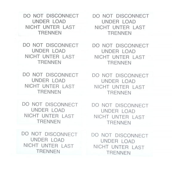 Tyco Electronics Do Not Disconnect Under Load Warning Label, White & Black, 100 Pack