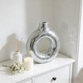 thumbnail image 7 of Rirozkan Mirror Donut Vase, Modern Glam Decorative Centerpiece, Silver Reflective Sculpture for Home Decor, Tabletop Flower Vase for Office Party Wedding Centerpiece, 7 of 7