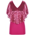 thumbnail image 5 of PrettyGuide Women's Tunic Tops Sequin Overlay Cold Shoulder Glitter Cocktail Party Blouse Top, 5 of 5