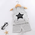 thumbnail image 2 of Toddler Boy Summer Outfits Baby Boys Cloting Set Outfit Crocodile Seagull Print Sleeveless Tank Top Grid Shorts 2 Piece Casual Summer Wear, 2 of 4
