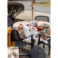 thumbnail image 4 of Outdoor Tablecloth with Umbrella Hole and Zipper, Beige Christmas Snowman Square Table Cloth 54x54 Inch Waterproof Tablecloth, Xmas Snowflake Elk Tree Balls Picnic Table Cover for Patio Camping, 4 of 7