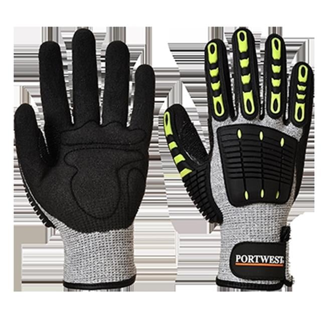 Portwest A722 Durable Anti Impact Cut Resistant Glove Grey/Black, Medium