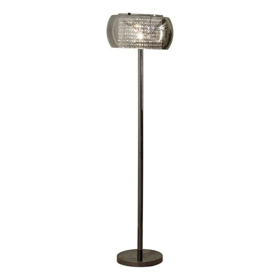 Benjara Hana 61" Floor Lamp- Modern Crystal Glass Shade- Metal- Black Nickel